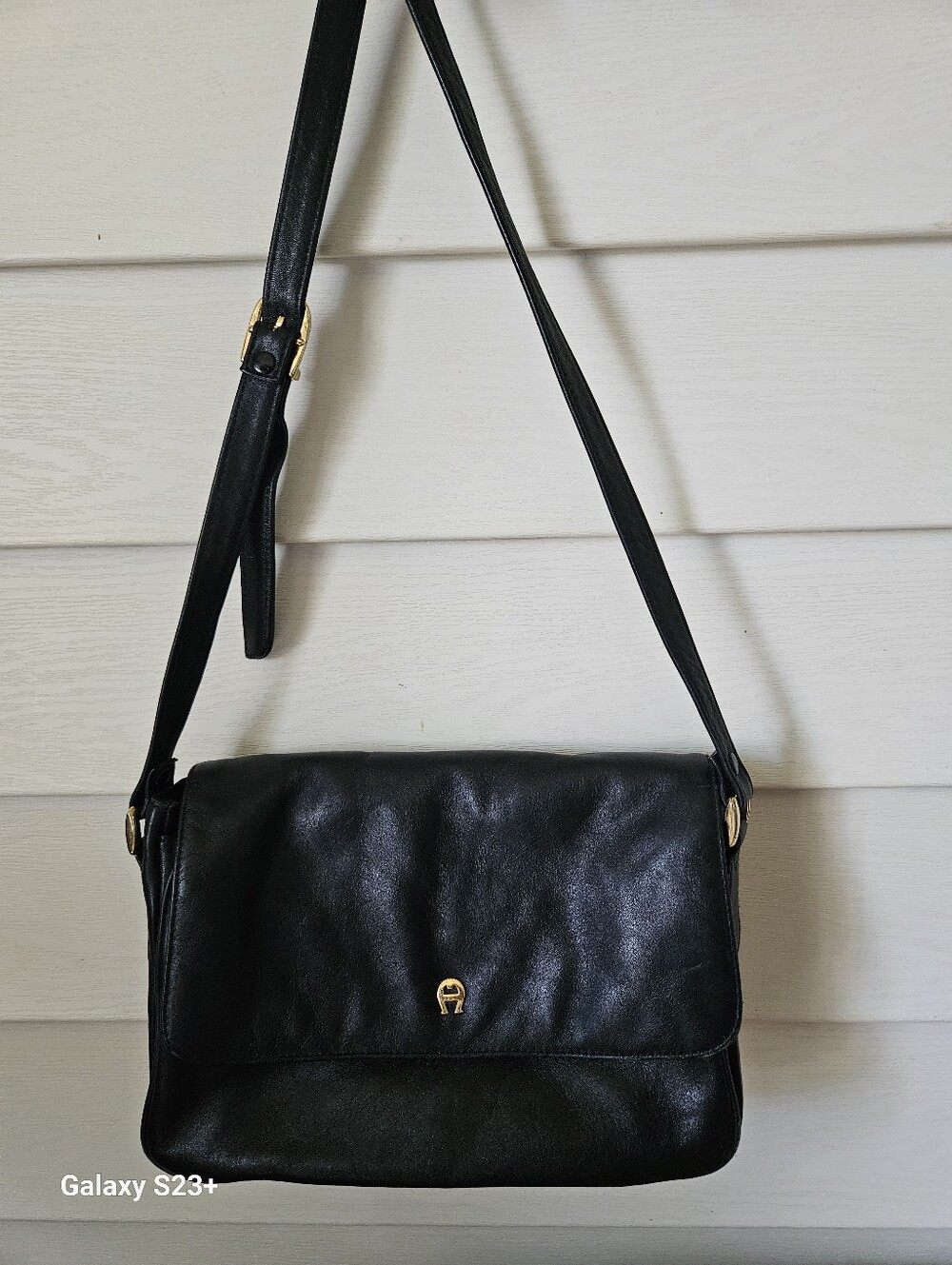Vintage Aigner Classic Black Leather Purse - Great Condition!
